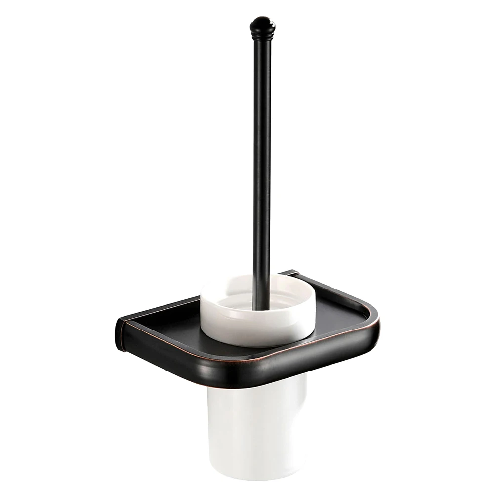 Toilet Brush Set Simple Durable Practical Toilet Brush Holder Ceramic Cup for Utility Room