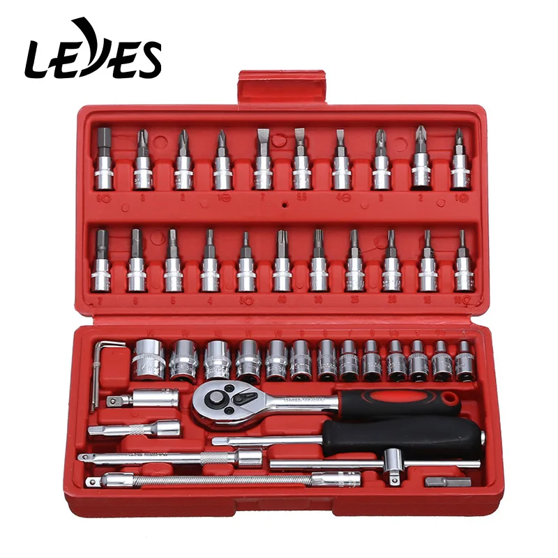 

46 in 1 Car Repair Tools Box Mechanic Tool Set Auto Trim Removal Box Kit Maintenance Screwdriver Pliers Torque Wrench Multitool