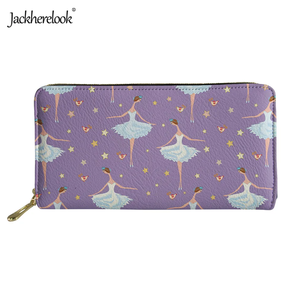 Jackherelook милый женский кожаный кошелек с узором для балета и девушек, Женский кошелек с отделением для монет и карт, роскошный женский кошелек на молнии - Цвет: HMG887Z21
