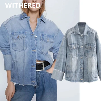 

Withered england ins fashion blogger vintage boyfriend oversize denim jacket women casaco feminino jaqueta feminina short coats