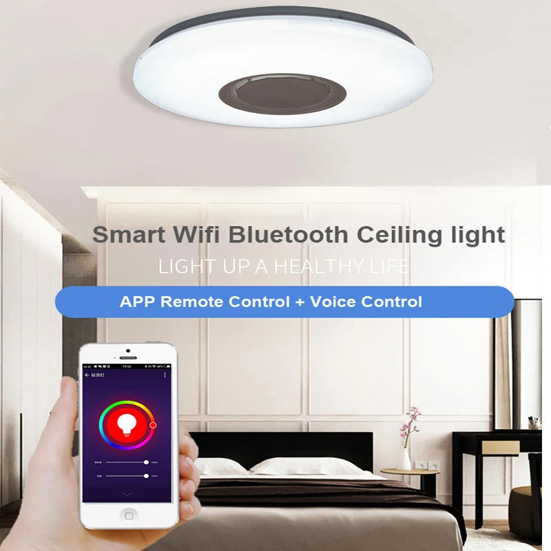 Умный Wifi современный светодиодный потолочный светильник для дома Lighting 36 Вт приложение Bluetooth музыкальный потолочный светильник лампа для спальни умная потолочная лампа