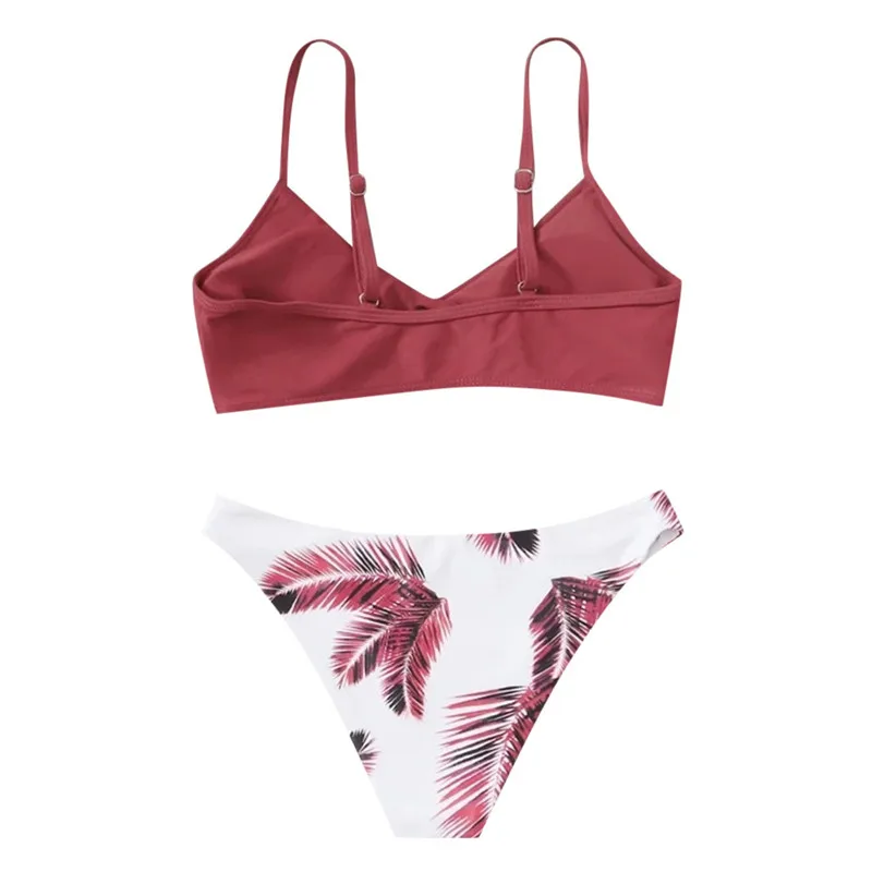 Женский комплект бикини с цветочным принтом и случайным пуш ап купальник пляжная