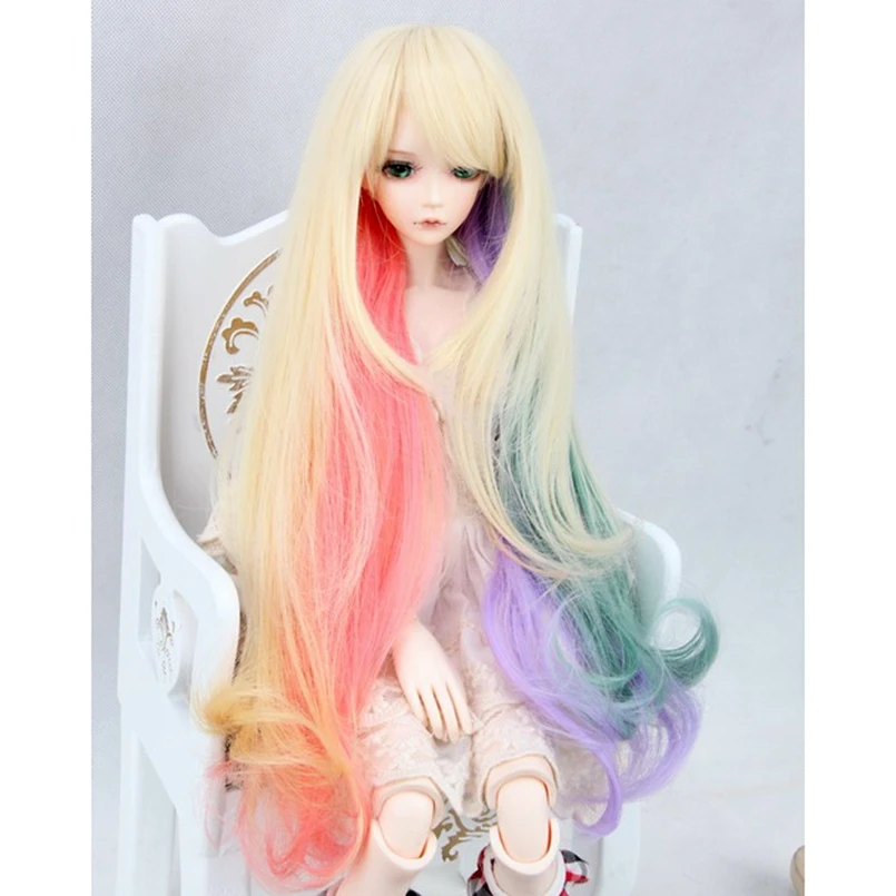 Bjd 1/3 1/4 длинный парик Волнистые Красочные для 24 &quot1/4 высокие BJD куклы SD MSD DK DZ AOD DD