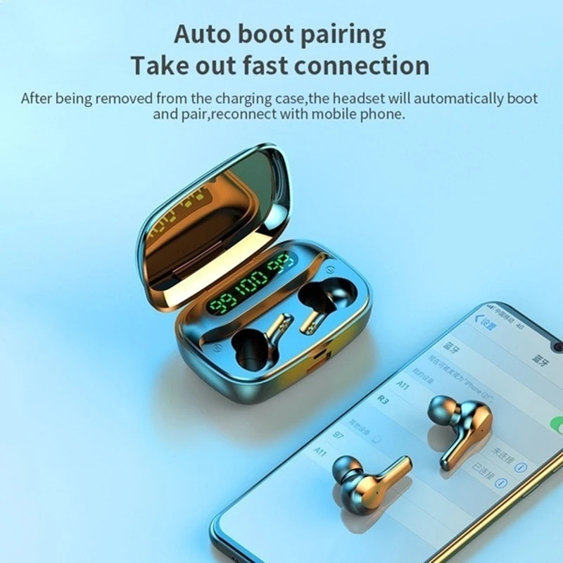 TWS Earphones Wireless Headphone 9D Stereo Sports Waterproof Earbuds Headsets With Microphone Bluetooth 5 0 2000mAh Charging Box