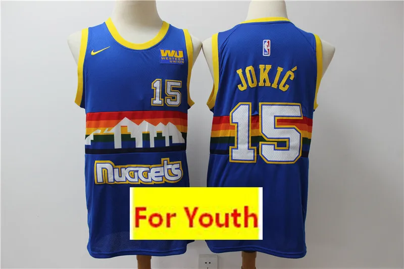 1 Молодежный бейсбольный мяч Денвер Аллен Айверсон#15 Nikola Jokic#27 Jamal Murray Детские майки - Цвет: 1