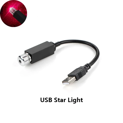 RED USB Star light Светодиодный светильник USB для автомобиля на крыше, ночник, светильник, декоративный светильник USB, проектор - Испускаемый цвет: RED USB Star light
