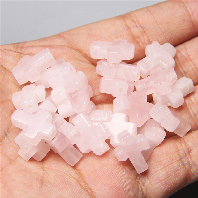 Natural Stone Crystal Tiger Eye Cross Loose Spacer Beads Charm for Women Jewelry Making DIY Necklace Bracelet Part 10pcs