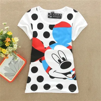 

2020 New Mouse Dot Printed T shirt Women Slim fits T shirts Girl School Cotton tees tops
