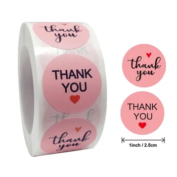 

500pcs/roll Pink Round THANK YOU DIY Stickers Labels Party Boxes Envelope Seal for Festivals Gift Decoration Stationery Sticker