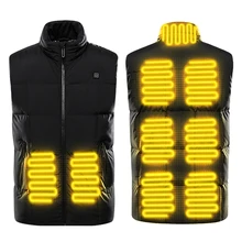 9 Areas Heating Vest Jacket Men'S Outdoor USB Infrared Winter Electric Heating Waistcoat Thermal Warm Clothing