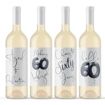 

Custom 4 pcs 60th Birthday Celebration Wine Bottle Labels Turning 60 Making Sixty Look Good Sixtieth Bday Birthday Favors