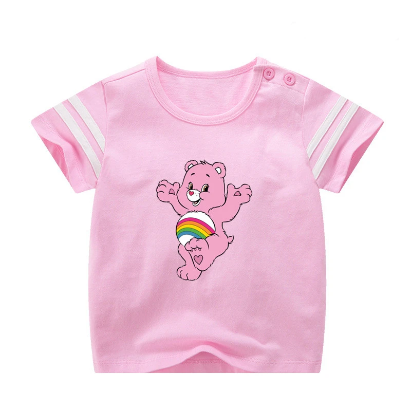 Для мальчиков или девочек, Care Bears с персонажами из мультфильмов, детская спортивная футболка из натуральной детская футболка для маленьких мальчиков летние топы с рисунком из аниме cartoonTees - Цвет: as picture