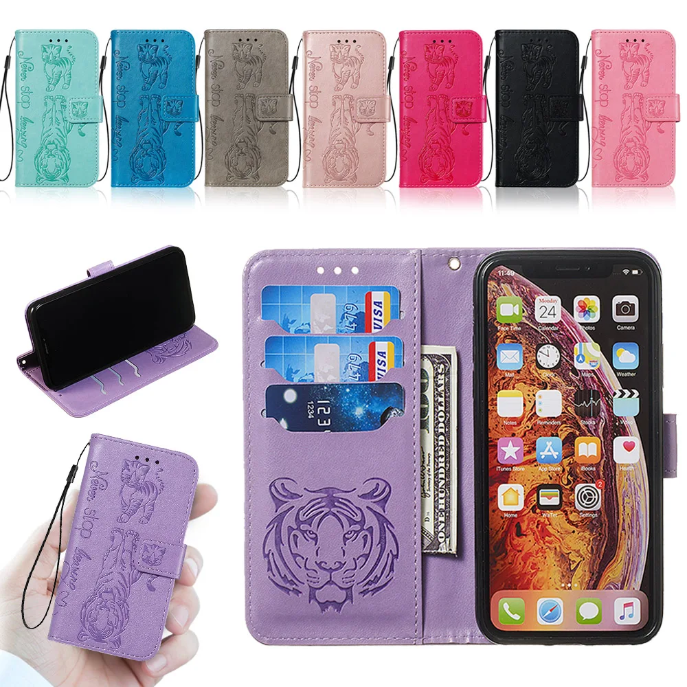 

Tiger Wallet PU Leather Case For Iphone X XS XR XS Max11 Pro Max Funda For Iphone 11 6 6S 7 8 Plus Coque Cover Capa Etui Celular