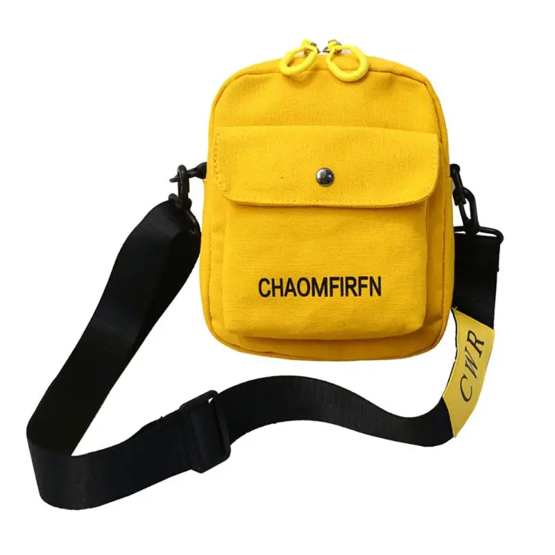 Yellow Fashion Canvas Crossbody Cell Phone Pouch Travel Purse Shoulder Bag for Unisex - Color: Yellow
