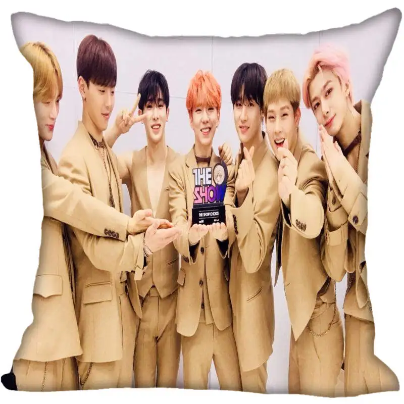 Пользовательские Kpop Monsta X печатные квадратные шелковые наволочки 40x40 45x45 50x50 60x60 две стороны атласная Наволочка логотип на заказ