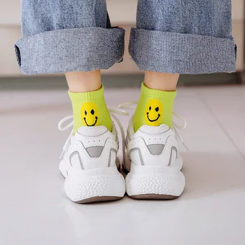 

Dreamlikelin Cute Smiley Print Women's Socks Funny Cotton Smile Life Letter Spring Fashion Socks