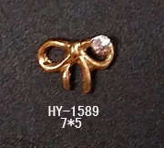 HY-1589 10pcs 10 шт./лот, золото/серебро сплав дизайн ногтей 3d с плоской задней частью AB боковые бриллианты жемчужные ювелирные изделия Стразы для ногтей Типсы украшения - Цвет: HY-1589 10pcs