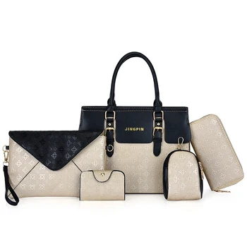 

2020 High quality light luxury 6 in 1 set Contrast color handbag for women