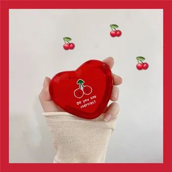 

1PCs Heart Shaped Cherry Mini Makeup Mirror Compact Pocket Mirror Portable Double-Sided Folding Cosmetic Mirror Women Gifts