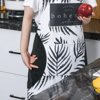 

Hand Washable Half Length Apron Waterproof Women's Waistband Oil Proof with Pocket Cooking Gowns Kitchen Adjustable Fabric Apron