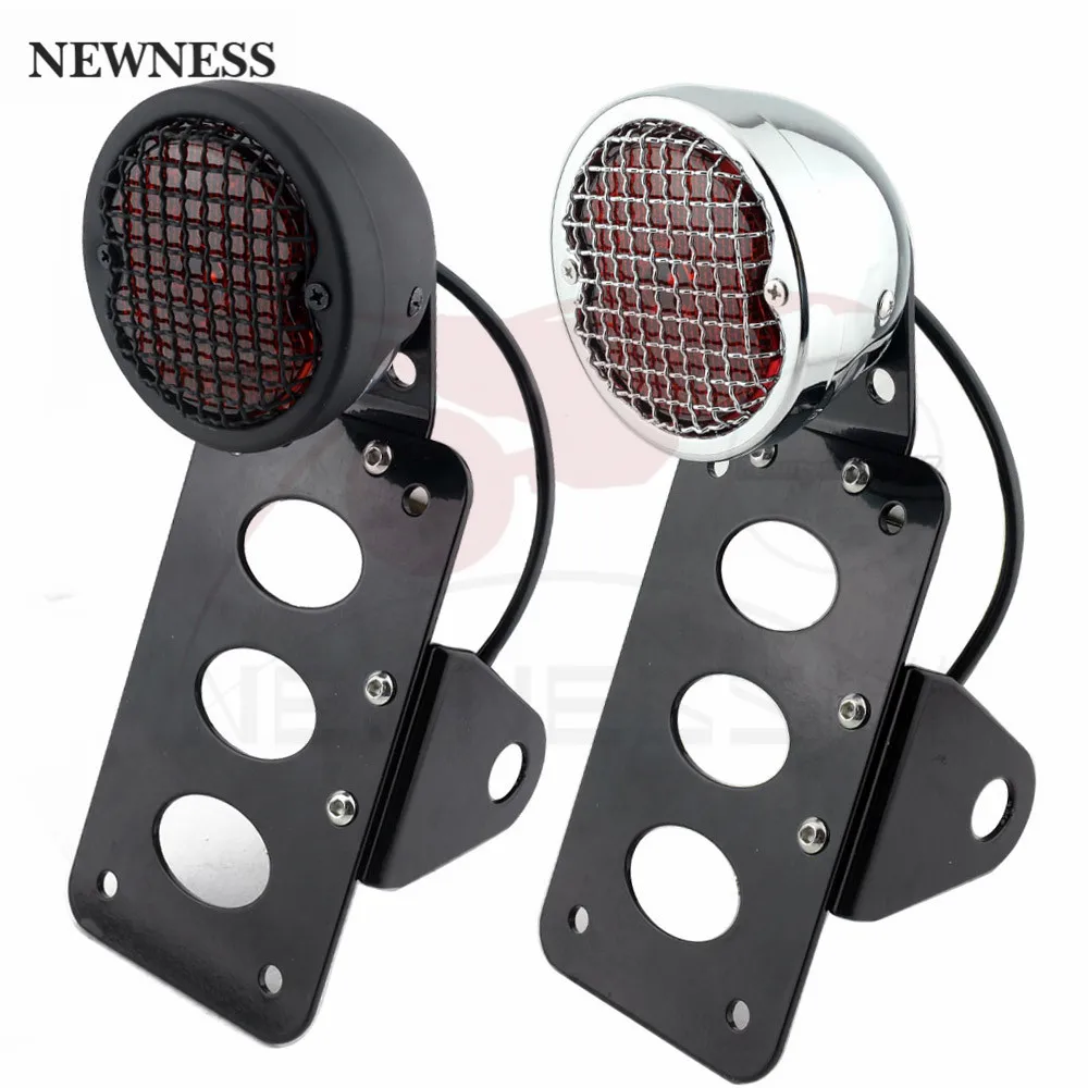 Motorcycle LED Side Mount Rear Stop Tail Light White License Number Plate Bracket Holder For Harley Sportsters Bobber Chopper