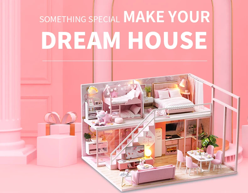 CUTEBEE DIY Dollhouse Wooden doll Houses Miniature Doll House Furniture Kit Casa Music Led Toys for Children Birthday Gift L28