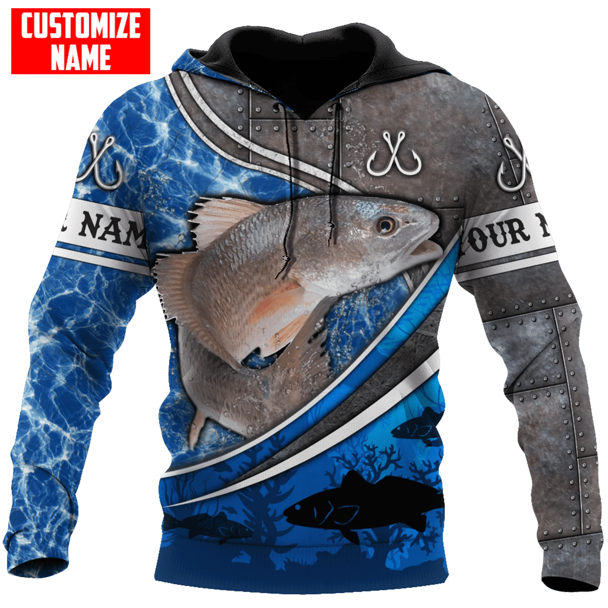 

Custom Name Redfish Trout Fishing 3D All Over Printed Men's Hoodie & Sweatshirt Autumn Unisex Zip Hoodie Casual sportswear KJ839