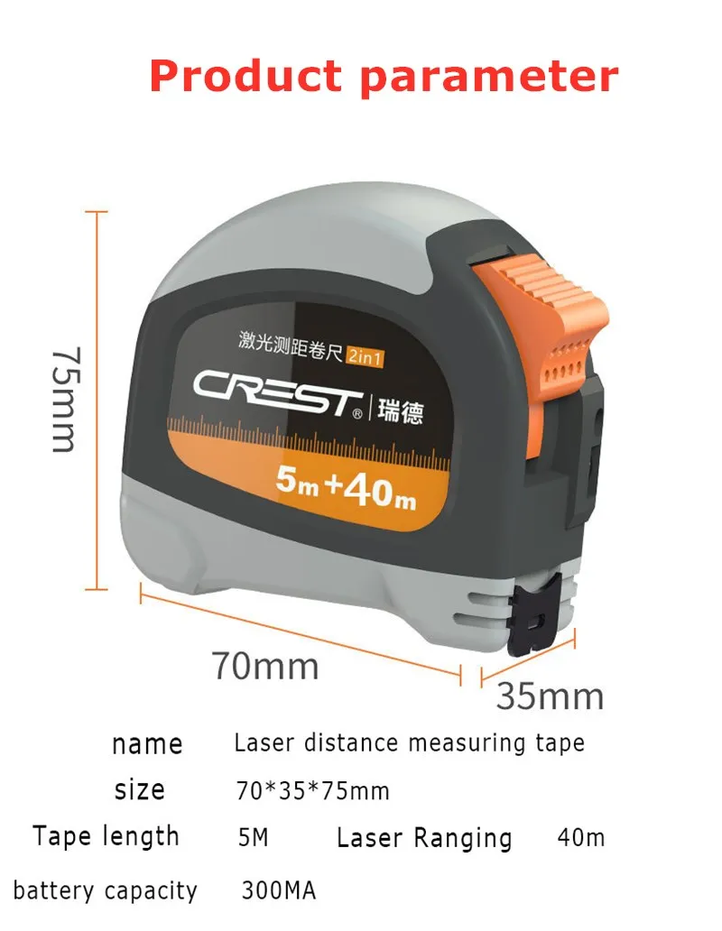 US $24.30 Infrared Rangefinder Laser Ranging Tape Measure 40m Handheld High Precision Laser Ruler Digital Tape Measure