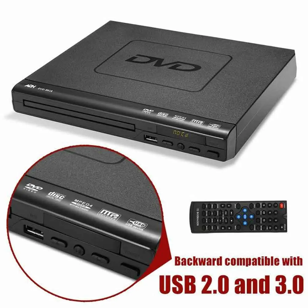 Dvd плеер с USB + RCA аудио кабелем коаксиальный порт черный дом|Проигрыватели DVD| |