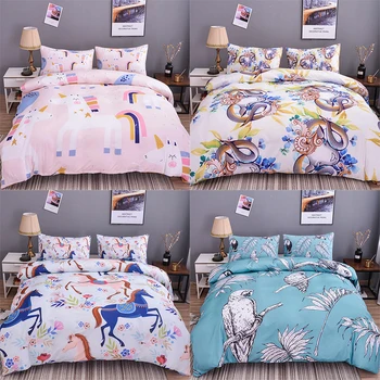 

Homesky Cartoon Unicorn Comforter Bedding Set Queen King Duvet Cover Set Bed Set 3d animal bedding set bed cover sets