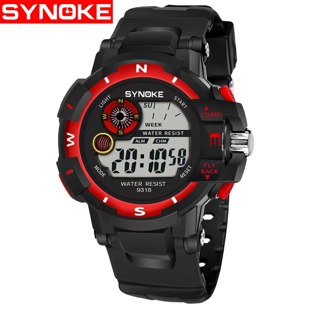 

SYNOKE Men Trend Cool Electronic Watch Multi-functional Outdoor Waterproof Night Light Alarm Students Electronic Watch