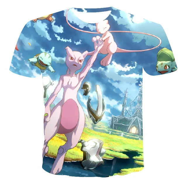 The Latest Summer Male And Female Personality Cute Anime Pokemon Pattern 3d Printing Popular Casual Loose Top Oversized T-Shirt 50032