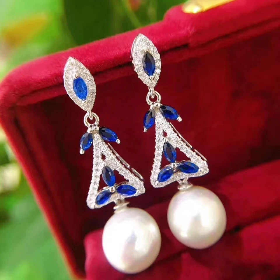 D417 Pearl Earrings Fine Jewelry 925 Sterling Silver Natural Fresh Water White Pearls Drop Dangle for Women | Украшения и