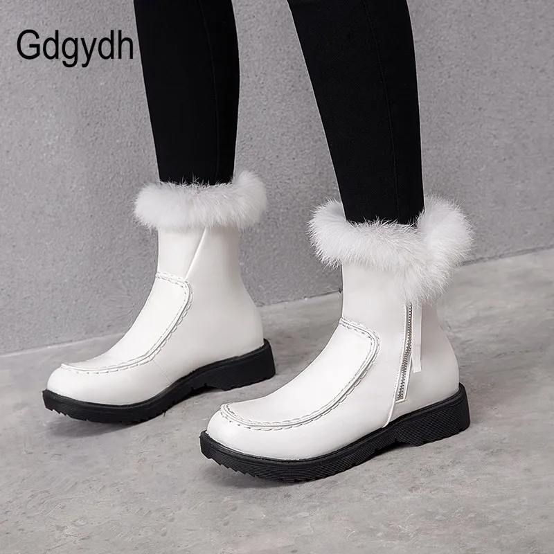 Gdgydh/белые замшевые зимние сапоги женская обувь на плоской подошве зимние сапоги до середины икры на натуральном меху, водонепроницаемые, на молнии, теплые, Россия, большой размер 43