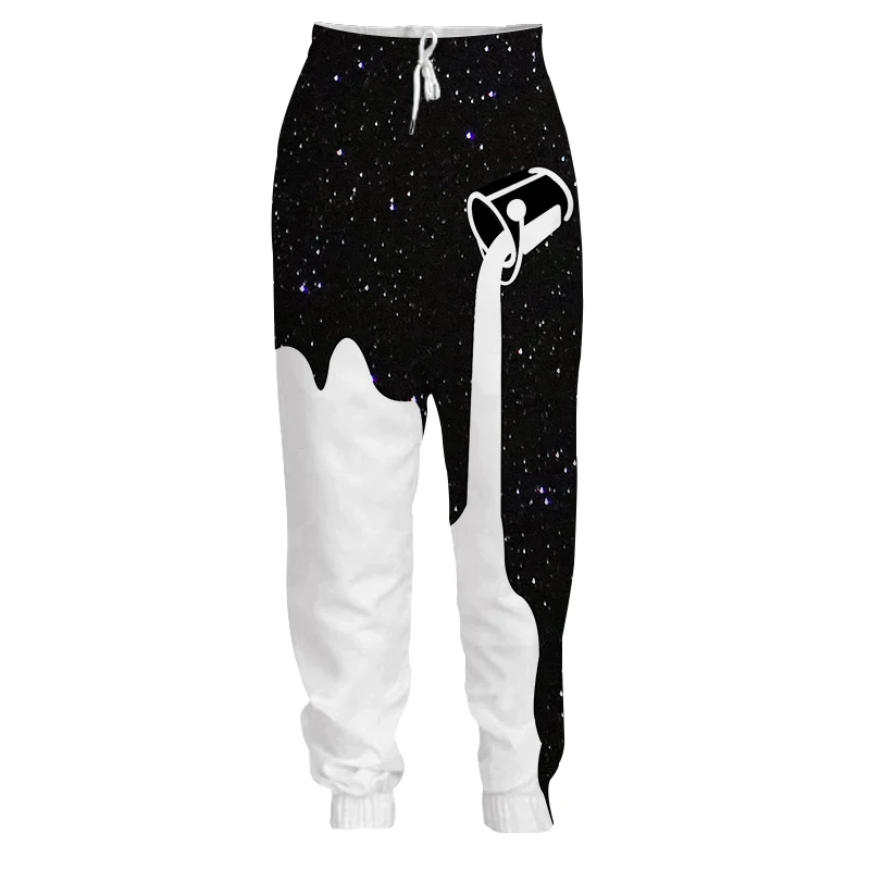 Pouring milk EAnvog Galaxy, повседневные, новинка, спортивные штаны, 3D принт, S-5XL, пара, модные, длинные штаны, звездное небо, на шнурке, брюки для мужчин и женщин - Цвет: Pouring milk