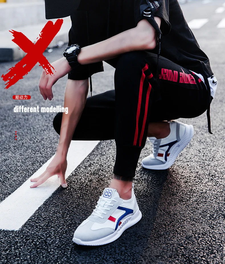 Spring Summer MEN'S SHOES Sports Running Trendy Shoes Korean-style Casual Shoes White Shoes Male Red Trendy Shoes Forrest G