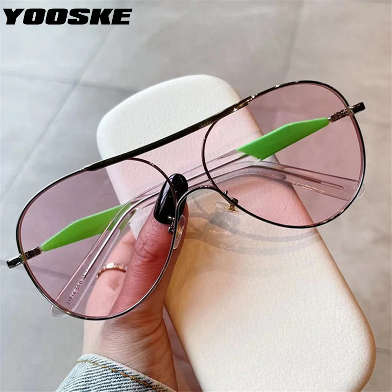 Yooske Brand Oversized Sunglasses Women Fashion Double Beam Pilot Sun Glasses For Men Classic