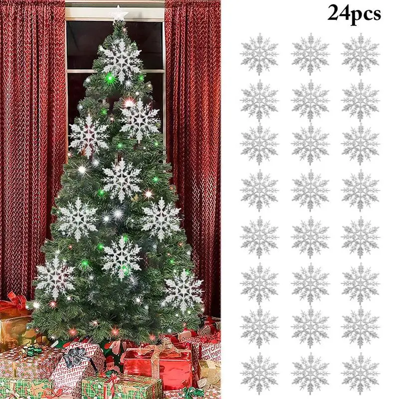 24 шт./пакет снежинки Рождество украшения Xmas Tree подвесное украшение для сада