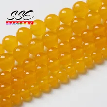 Natural Yellow Jades Beads Stone Round Loose Beads For Jewelry Making DIY Bracelet Necklaces Accessories 4 6 8 10 12mm 15