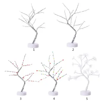 

USB Simulation Tree Desk Lamp Creative Star Snowflake Heart Blossom Holiday Home X4YD