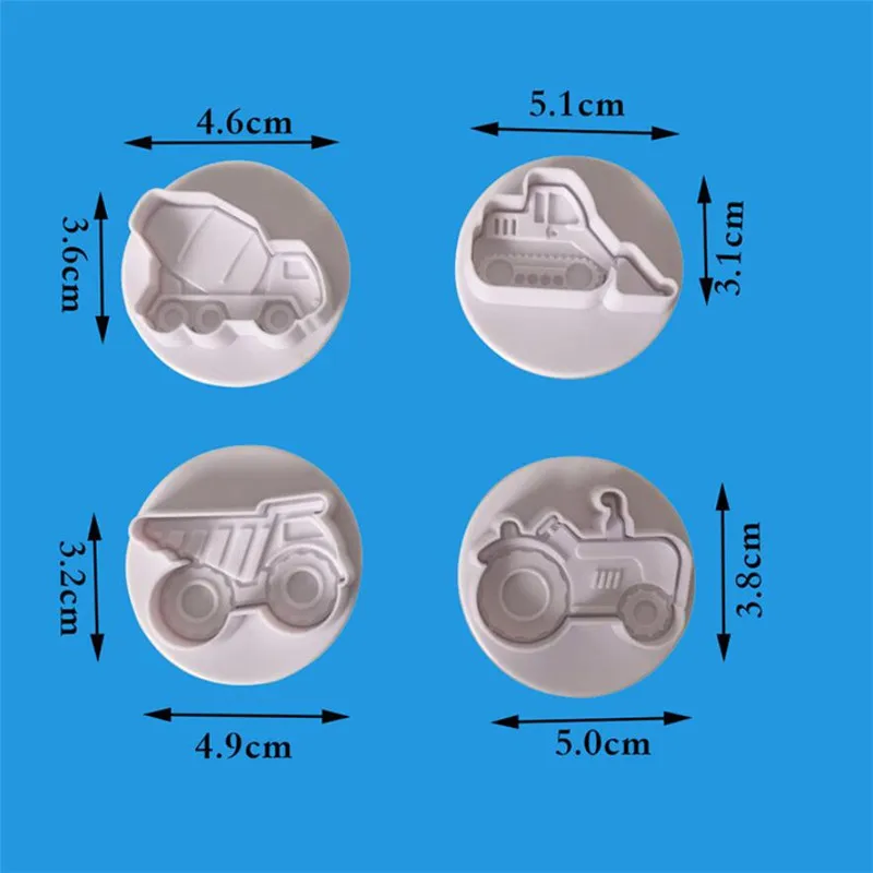 Cookie Cutter 3D Car Plane Train Vehicle Transportation Baking Stamp Press 4pcs