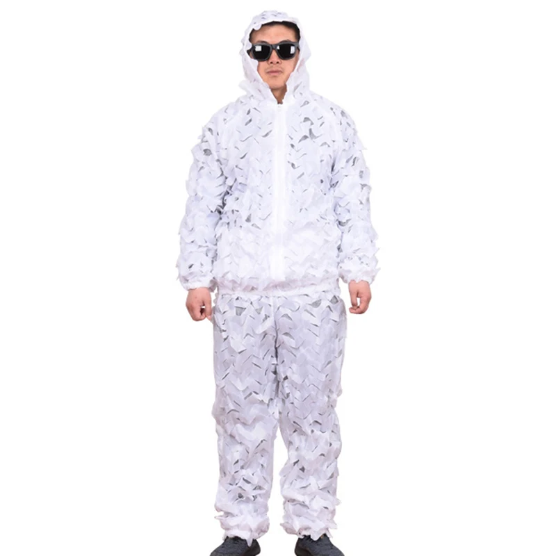 

Snow White Outdoor Clothes Hunting Camping Camo Ghillie Suit High Quality