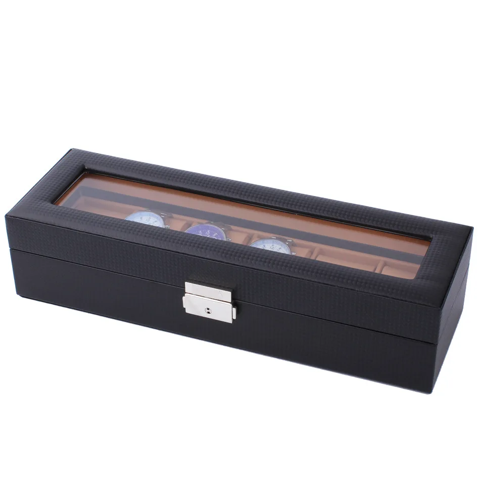 

New Style 6 Watch Box Carbon Fiber Pu Watch Box Top Grade Watch Box