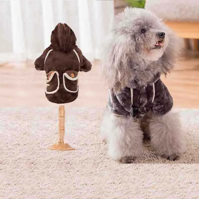 Coffe Теплые Pet Одежда с принтом в виде собак для Щенки Костюмы модные толстовки с рисунком собаки для маленьких собак костюм Чихуахуа французский одежда для бульдога - Цвет: Coffe