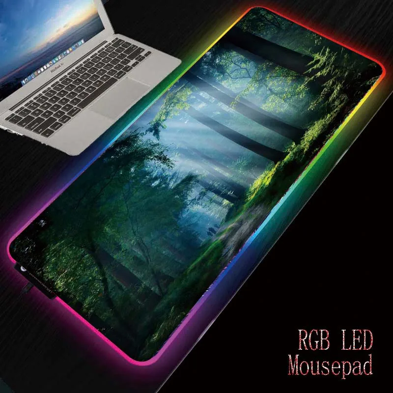 

Mice Mat for Gamer Laptop Notebook Mouse-pad Forest Sunlight USB Wired Colorful Backlit LED RGB Gaming Mouse Pad Free Shipping