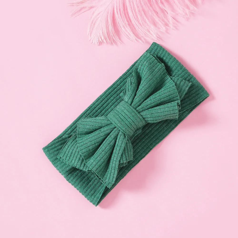 Для маленьких девочек повязка на голову вязаный, для новорожденных с бантом, Haarband тюрбан детские повязки на голову с головными повязками для Детские волосы для девочек Аксессуары - Цвет: Светло-зеленый