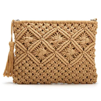 

2020 New Clutch Purses for Women Tassel Straw Handbag Shoulder Bag Vintage Handwoven Bag Summer Beach Bag