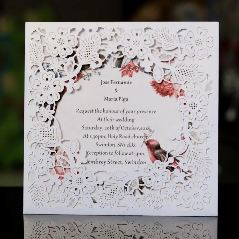  50pcs Wedding Invitation Cards Kits with Envelopes Laser Cut Birthday Greeting Card Wedding Decorat - 4.00036E+12