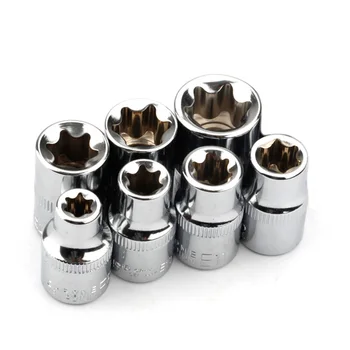 

7pcs 3/8 Inch Star Torx Socket E Type E8-E20 Hand Tool 50# Steel Silver Quality