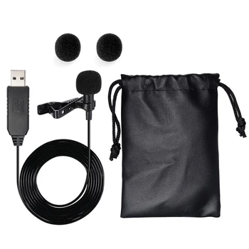 

USB Lavalier Microphone Mini Stereo Clip-on Lapel Mic Condenser for PC Computer
